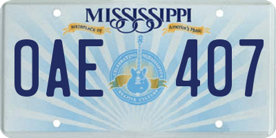 MS license plate OAE407