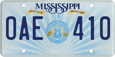 MS license plate OAE410