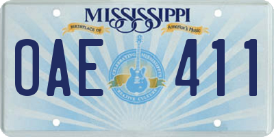 MS license plate OAE411