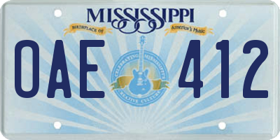 MS license plate OAE412