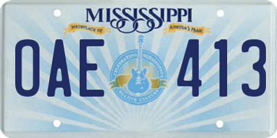 MS license plate OAE413