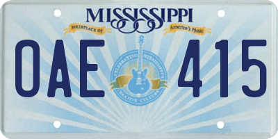 MS license plate OAE415