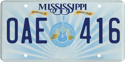MS license plate OAE416