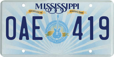 MS license plate OAE419