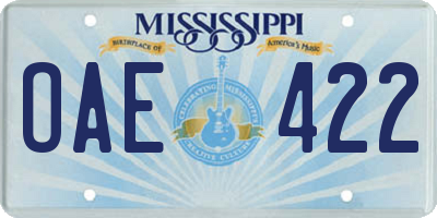 MS license plate OAE422