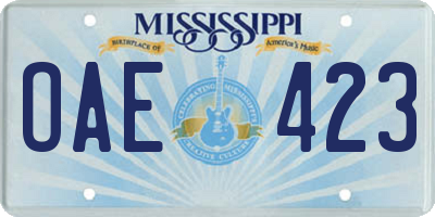 MS license plate OAE423