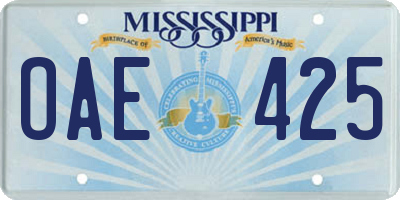 MS license plate OAE425