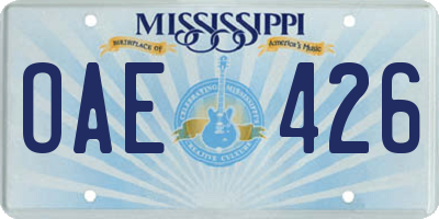 MS license plate OAE426