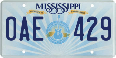 MS license plate OAE429