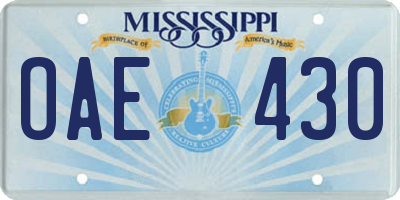 MS license plate OAE430
