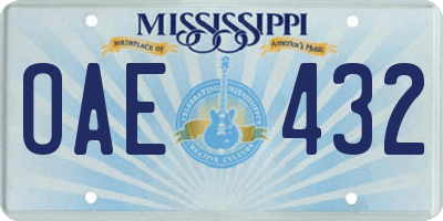 MS license plate OAE432