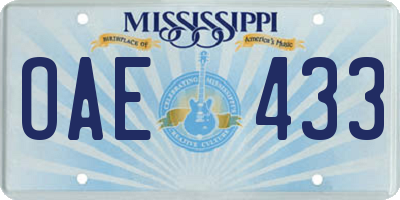 MS license plate OAE433