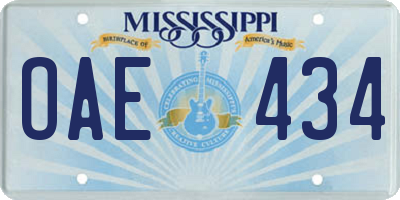 MS license plate OAE434