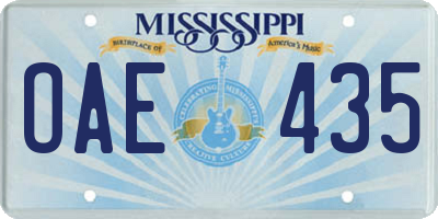 MS license plate OAE435