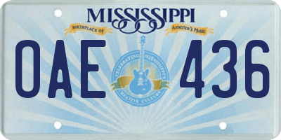 MS license plate OAE436