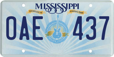 MS license plate OAE437