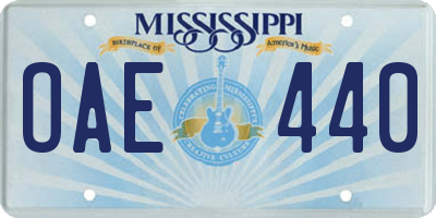 MS license plate OAE440
