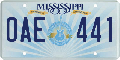 MS license plate OAE441