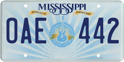 MS license plate OAE442