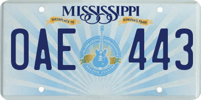 MS license plate OAE443