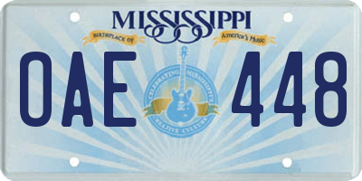 MS license plate OAE448