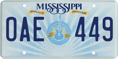 MS license plate OAE449