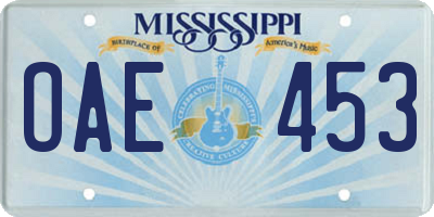 MS license plate OAE453
