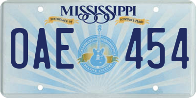 MS license plate OAE454