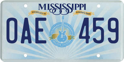 MS license plate OAE459