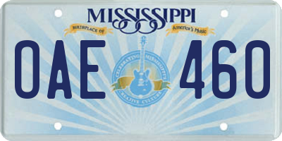 MS license plate OAE460