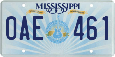 MS license plate OAE461