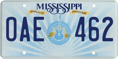 MS license plate OAE462