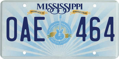 MS license plate OAE464