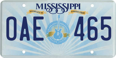 MS license plate OAE465