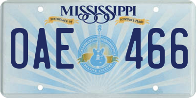 MS license plate OAE466