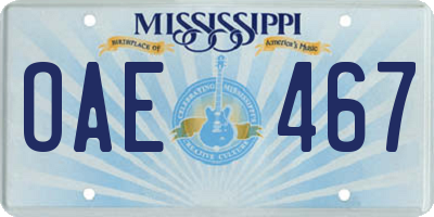 MS license plate OAE467
