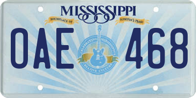 MS license plate OAE468