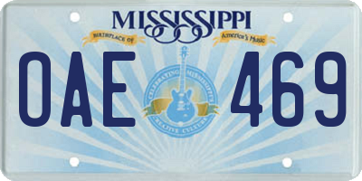 MS license plate OAE469