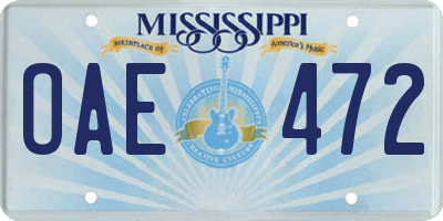 MS license plate OAE472