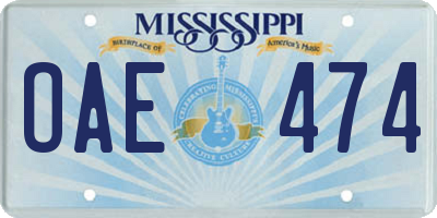 MS license plate OAE474