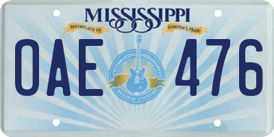 MS license plate OAE476
