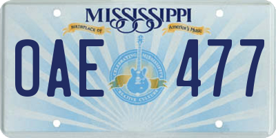 MS license plate OAE477