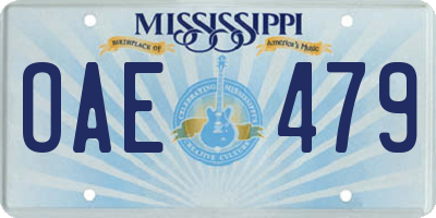 MS license plate OAE479