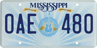 MS license plate OAE480