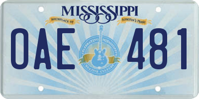 MS license plate OAE481