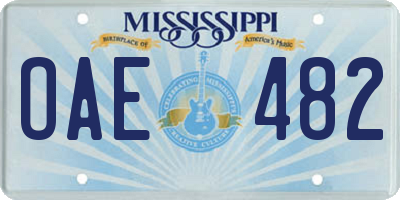 MS license plate OAE482