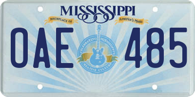 MS license plate OAE485