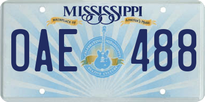 MS license plate OAE488