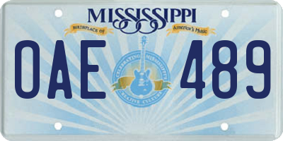 MS license plate OAE489