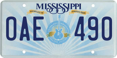 MS license plate OAE490